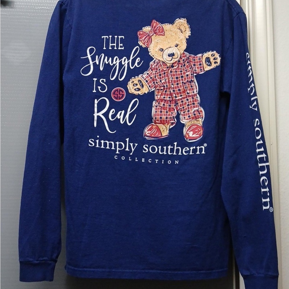 Simply Southern Navy Shirt with Teddy Bear Design